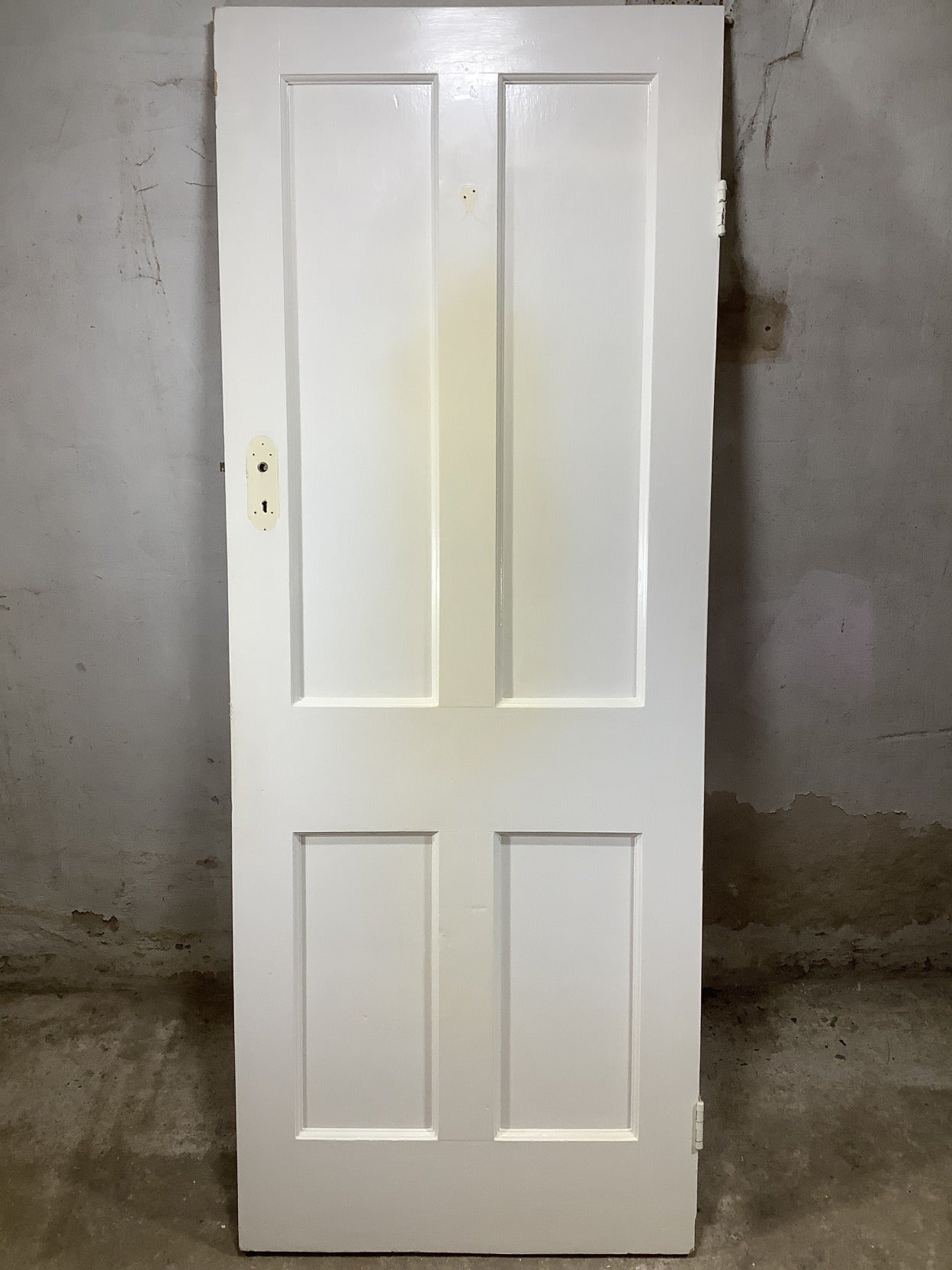 29 5/8"X77 1/8" 1930s Internal Painted Pitch Pine Four Panel Door 2over2 Old