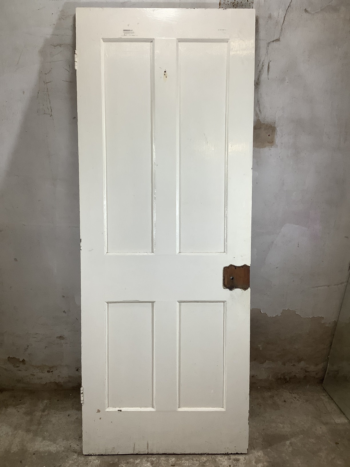 29 3/4"X77 1/4" 1930s Internal Painted Pine Four Panel Door 2over2 Reclamation