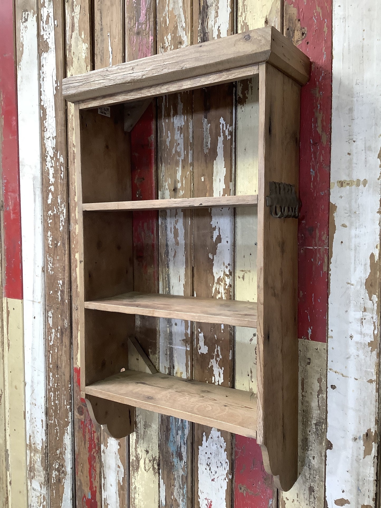 Old Stripped Pine Wall Kitchen Shelves 3 Wooden 2'11"H 1'8" W