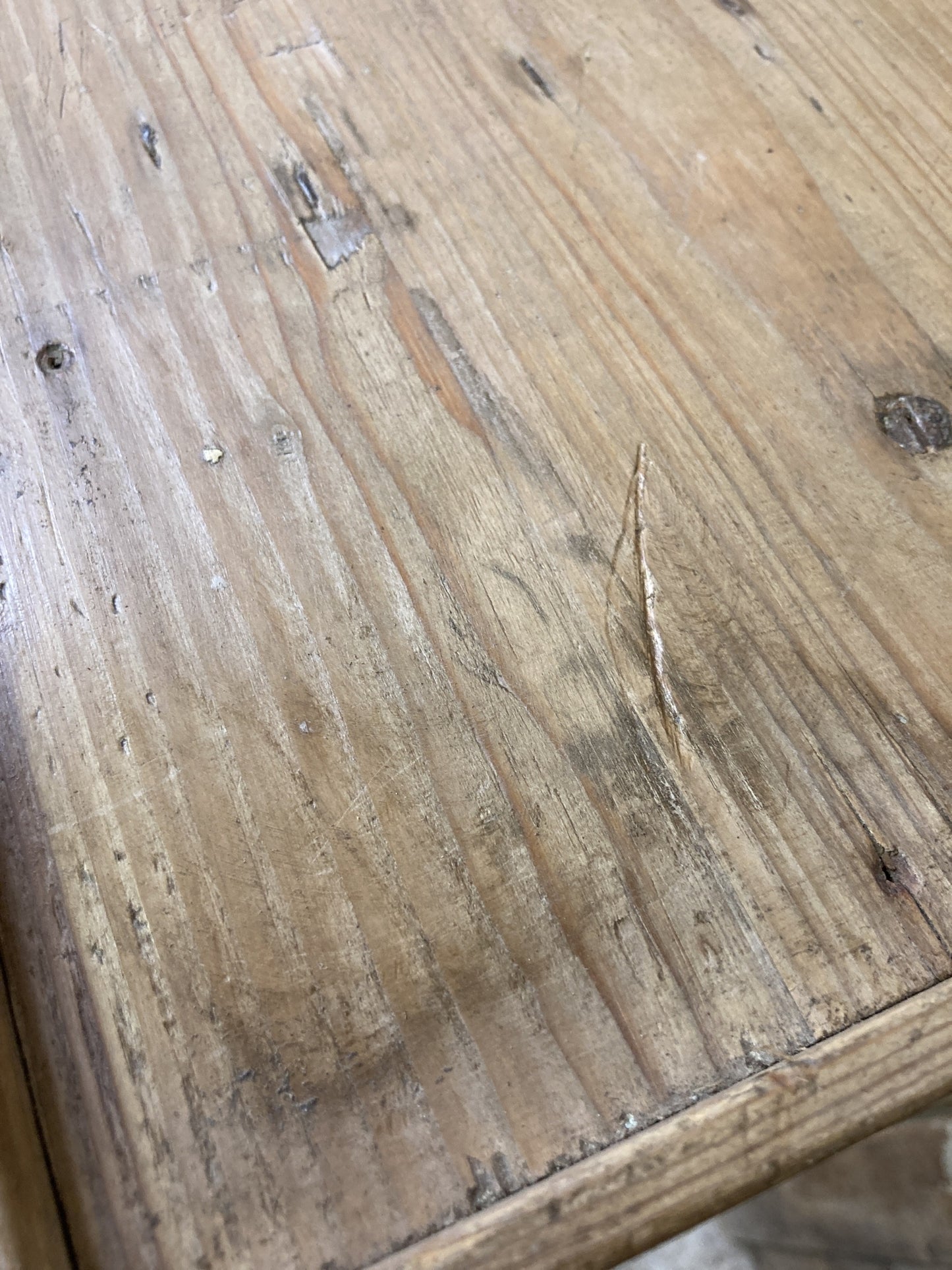 Old Kitchen Stripped Pine Waxed Single Shelf Wooden 1'H X 2' W